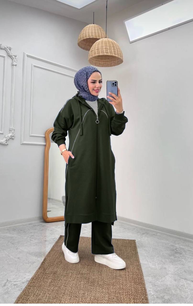 طقم كاجوال قطني تركي بقطعتين ( Turkish Cotton Casual Two-Piece Set )