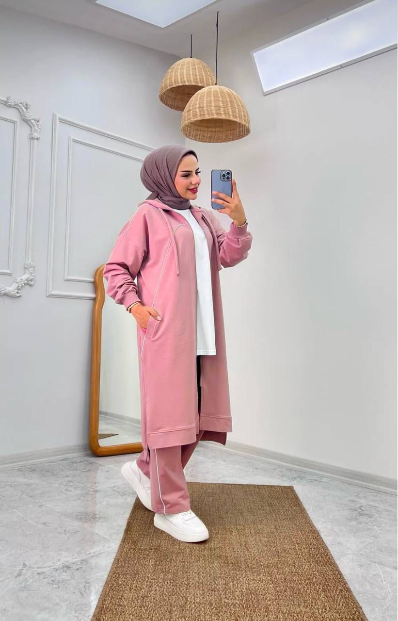 طقم كاجوال قطني تركي بقطعتين ( Turkish Cotton Casual Two-Piece Set )